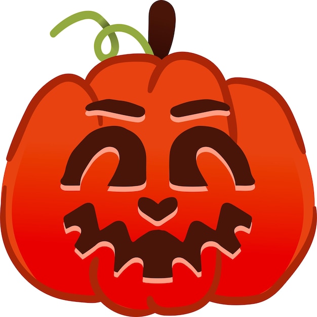 Cabeza de calabaza de Halloween divertida de dibujos animados aislada sobre fondo blanco