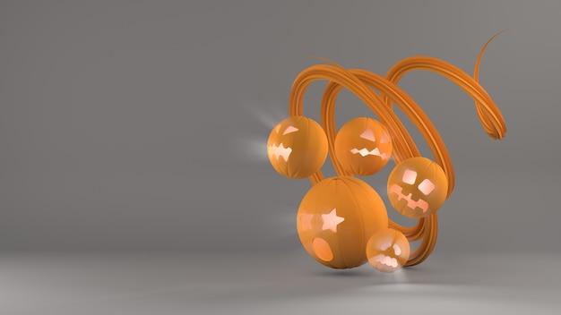 Cabeza de calabaza de Halloween Representación 3D