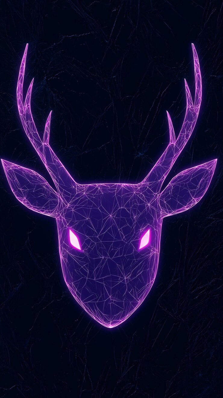 Foto cabeza de ciervo abstracta con luces de neón