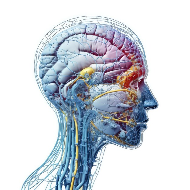 Foto la cabeza humana y el cerebroaprendizaje profundoaprendida automática e inteligencia artificialai generativa