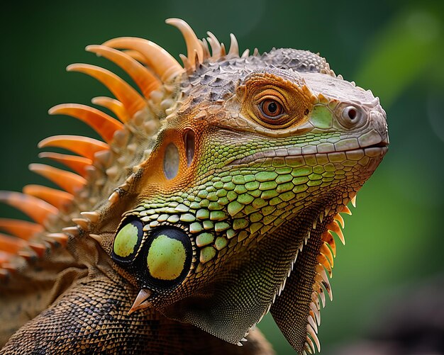 la cabeza de una iguana