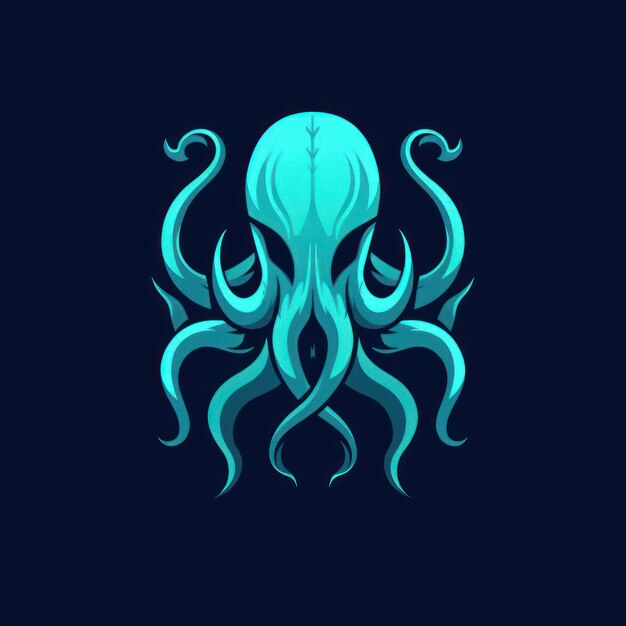 Foto cabeza de kraken logotipo sencillo color plano sólido