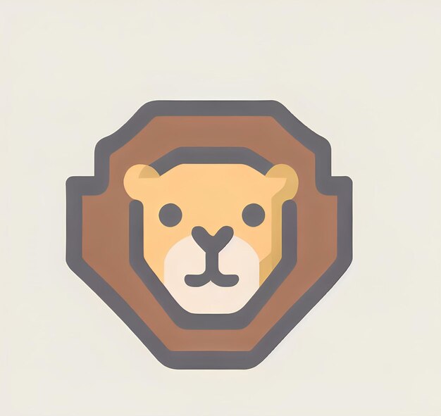Foto una cabeza de león con un círculo marrón alrededor del centro.