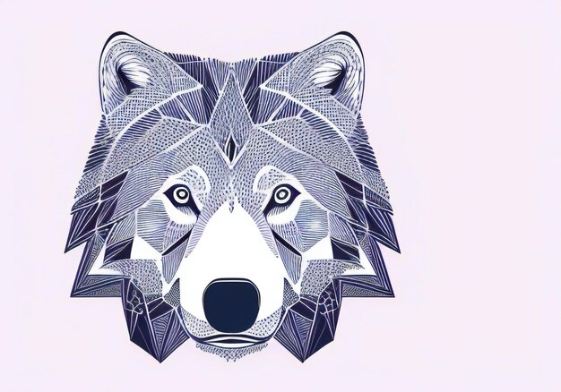 Cabeza de lobo con patrón poligonal en fondo blanco Ilustración vectorial