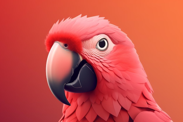 Cabeza de loro rojo vívido Pájaro doméstico Generar Ai