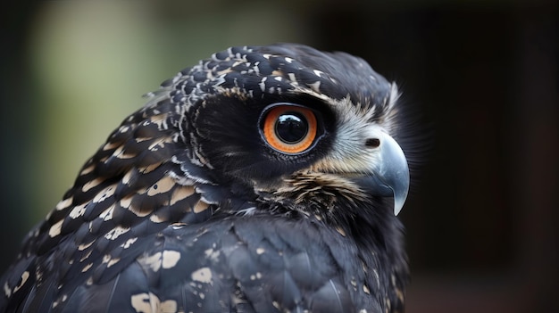 La cabeza negra de un búho crece en el cuerpo de un ratón y las manos son patas de pollo.