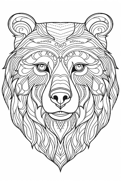una cabeza de oso con un patrón estampado en ella generativa ai