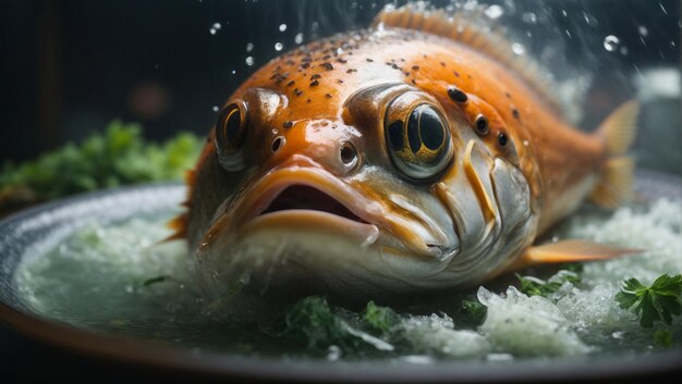 Foto cabeza de pescado al vapor