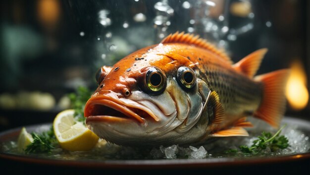 Foto cabeza de pescado al vapor