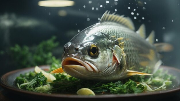 Foto cabeza de pescado al vapor