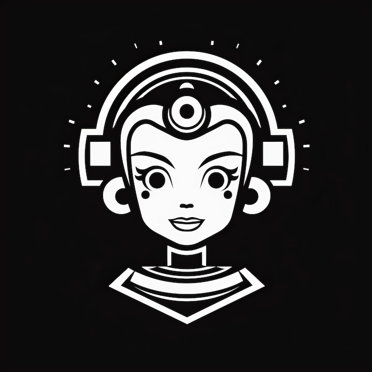 Foto cabeza de robot femenina de la década de los cincuenta