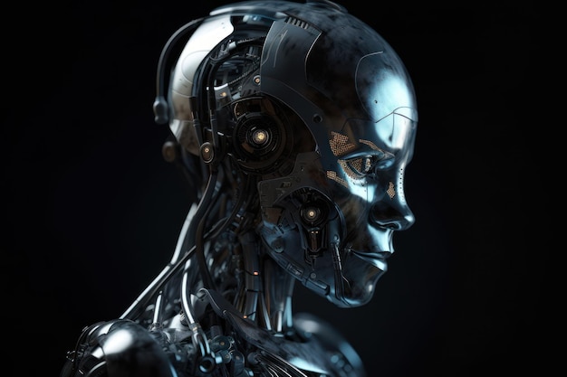 Una cabeza de robot con la palabra robot Inteligencia artificial Ai High Tech Chat GPT