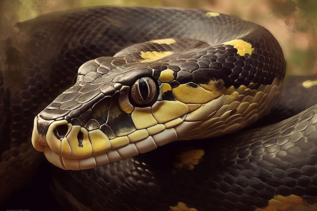 Cabeza de serpiente anaconda silvestre tropical genera Ai