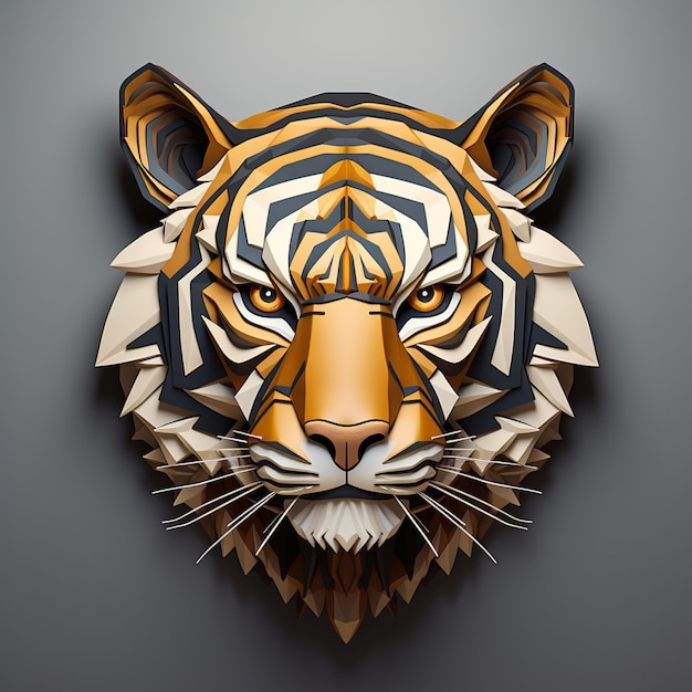 cabeza de tigre polivinílica 3d