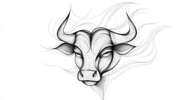 Cabeza de toro de línea con remolinos abstractos