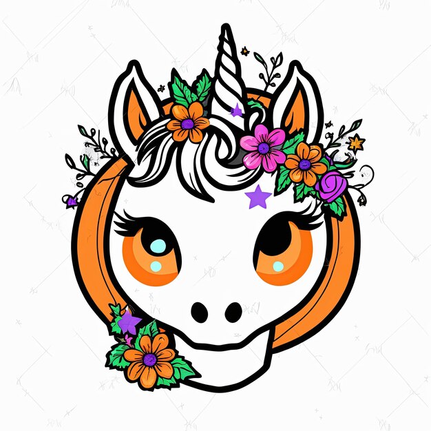 Foto cabeza de unicornio y calabaza para camiseta de halloween