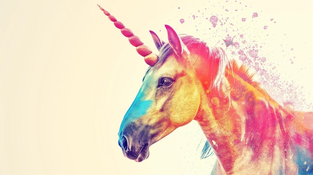 Cabeza de unicornio de colores