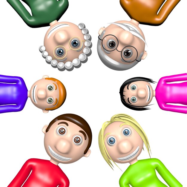 cabezas de familia 3D juntas