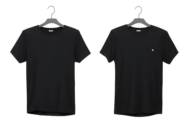 Cabide de camiseta preta em branco isolado em fundo branco