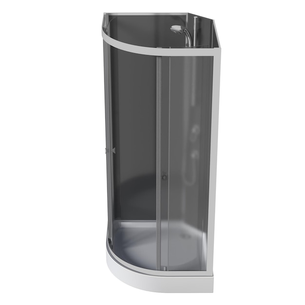 La cabina de ducha está aislada en una ilustración 3D de fondo blanco y una representación CG
