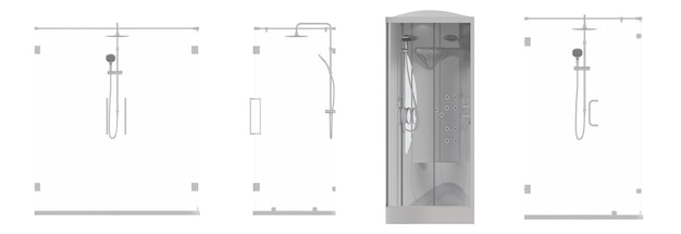 cabine de duche isolada no fundo branco ilustração 3D cg render