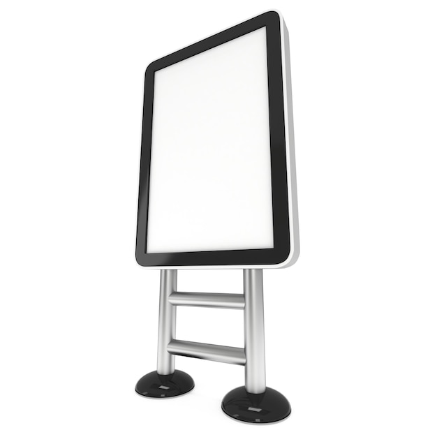 Cabine de feiras em branco do suporte de TV LCD 3d renderização da tv lcd isolada no fundo branco