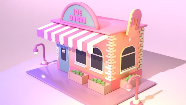 cabine de sorveteria modelagem 3d legal linda