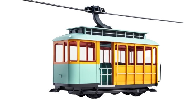 Cable car em fundo branco isolado