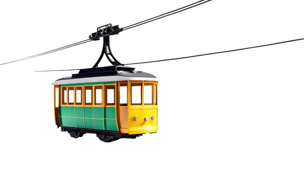 Cable car em fundo branco isolado