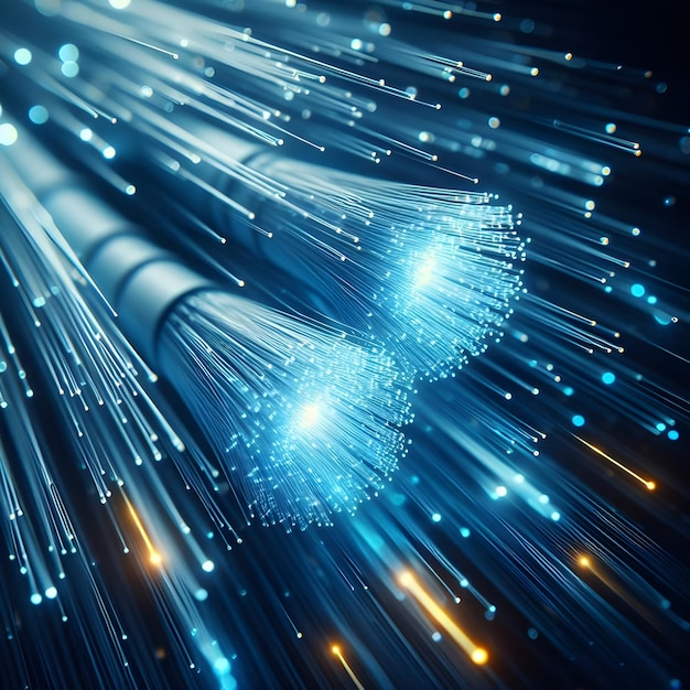 Un cable de fibra óptica que transmite datos a altas velocidades