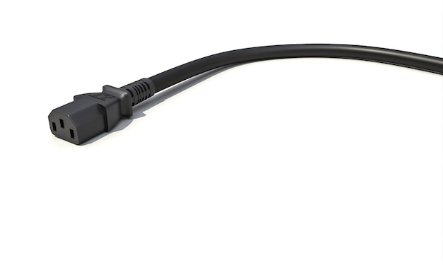 cable negro con enchufe de c19 pc en fondo blanco