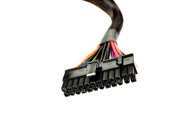 Cable Psu y clavija para conectar la placa base del ordenador a la fuente de alimentación fondo blanco