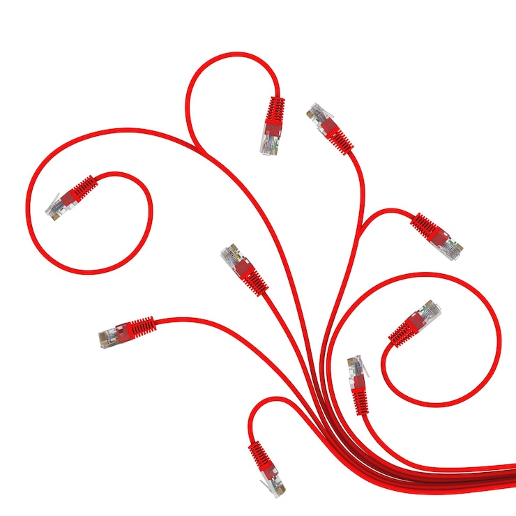 Foto cable de red torcido en forma de planta