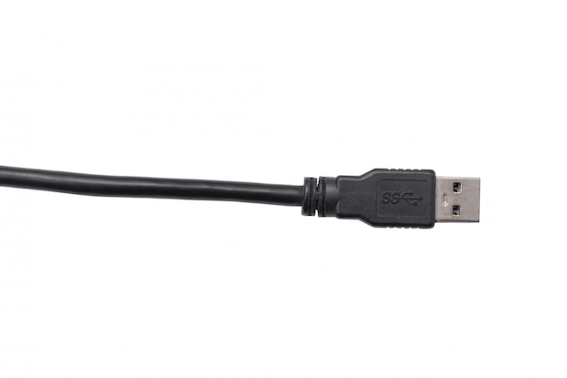 Cable usb 3.0 aislado en blanco