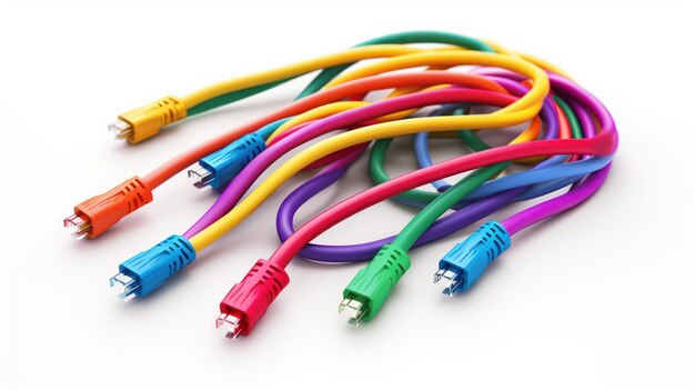 Foto cabo de fibra óptica colorido