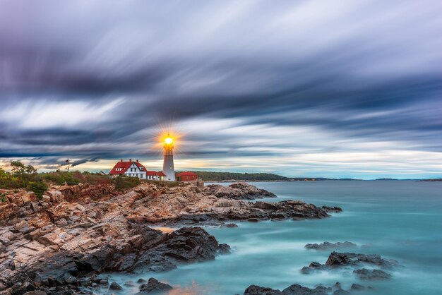 Foto cabo elizabeth, maine, eua, no farol de portland head