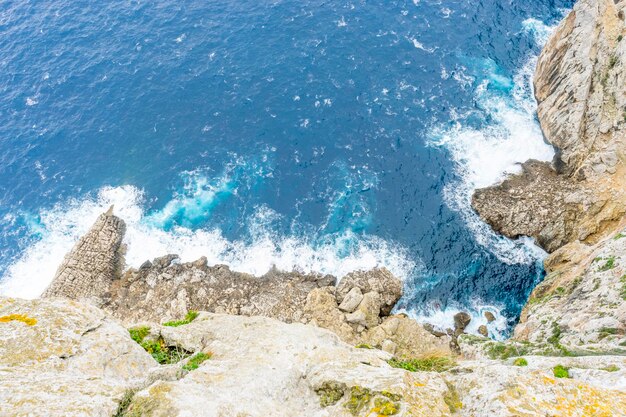 Cabo Formentor en la isla de Mallorca en España. Acantilados a lo largo del mar Mediterráneo