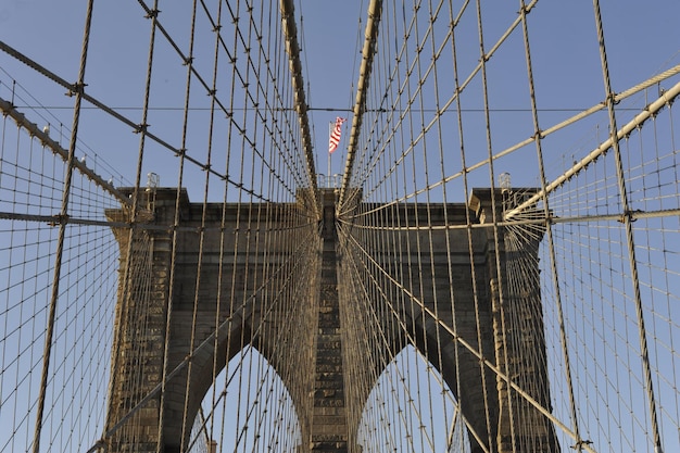 Cabos da ponte do Brooklyn em Nova York