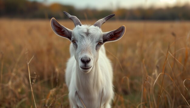 Foto cabra blanca en un campo