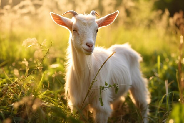 Cabra paisagem sol bebê bonito agricultura verde animais de grama domésticos rurais