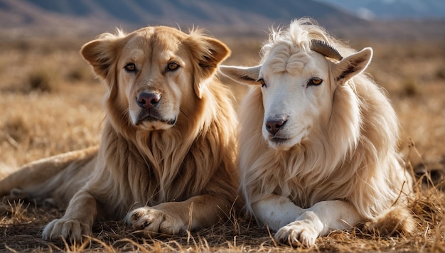 Foto una cabra y un perro