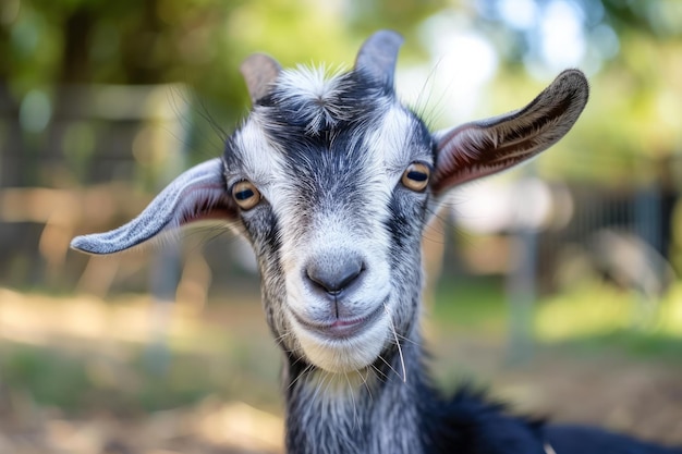 Cabra Pigmeu Doméstica sorrindo para a câmera