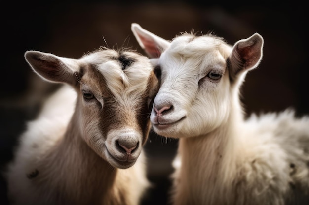 Cabras blanco primer plano Ganado rural Generar Ai