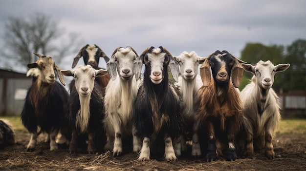 cabras en una granja naturaleza en un prado cabras miran al espectador IA generativa