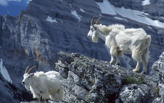 Cabras de montaña en busca de alimento