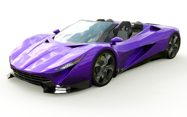 Cabriolet esportivo conceitual roxo para dirigir pela cidade e pista de corrida. Renderização em 3d.