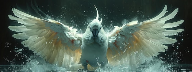 Foto la cacatúa gritando en un animado debate plumas blancas brillantes expresivas hiperdetalladas fotorrealistas hd súper detalladas