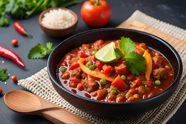 una cacerola de comida con frijoles y arroz