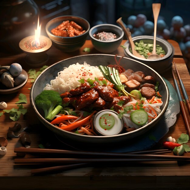una cacerola de comida con verduras de arroz y arroz
