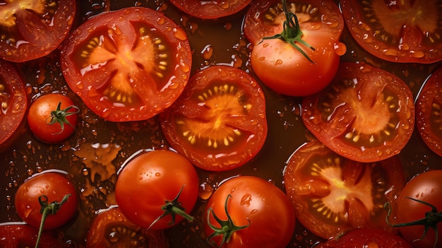 Una cacerola de tomates